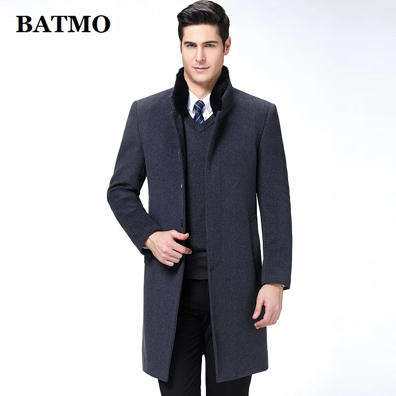 BATMO 2023 New Arrival Autumn&Winter High Quality Wool Long Trench Coat Men,men's wool jackets,warm Overcoat,M-4XL,8808