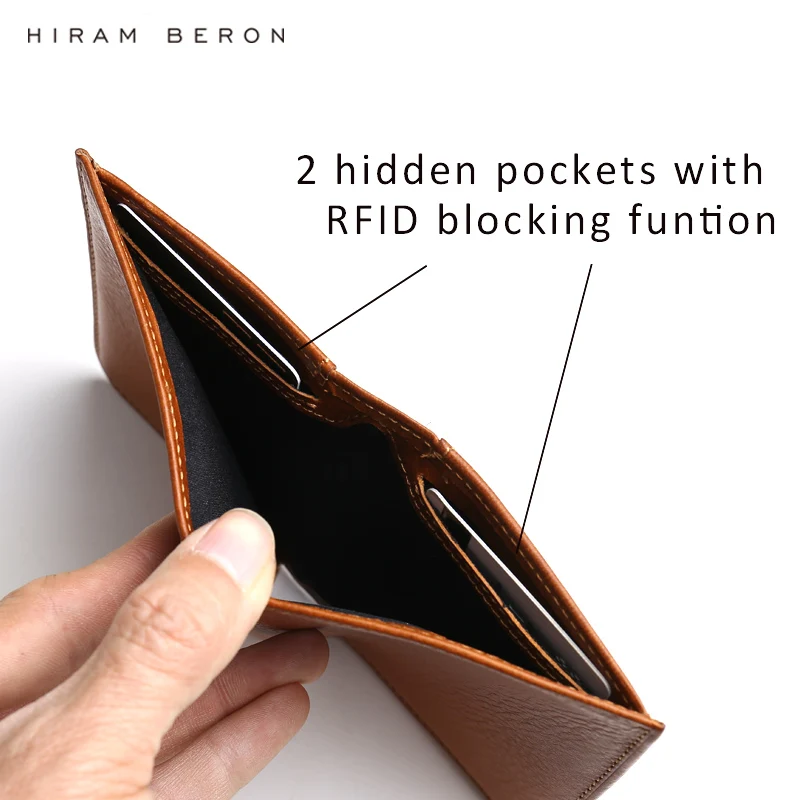 Hiram Beron Free Custom Name Men Leather Wallets Male Purse Credit Card Holder RFID blocking Wallet Gift for Holiday dropship