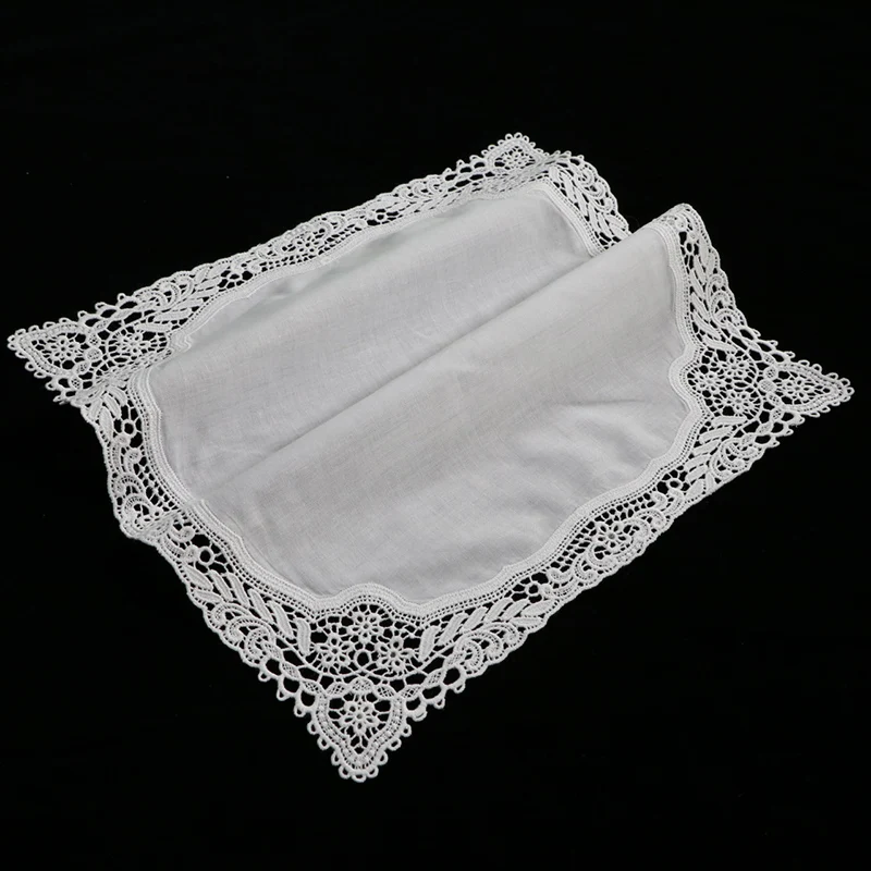 A009 White 100% cotton 10 pieces/Pack 30x30cm Lace handkerchiefs  blank crochet hankies for women/ladies wedding gift