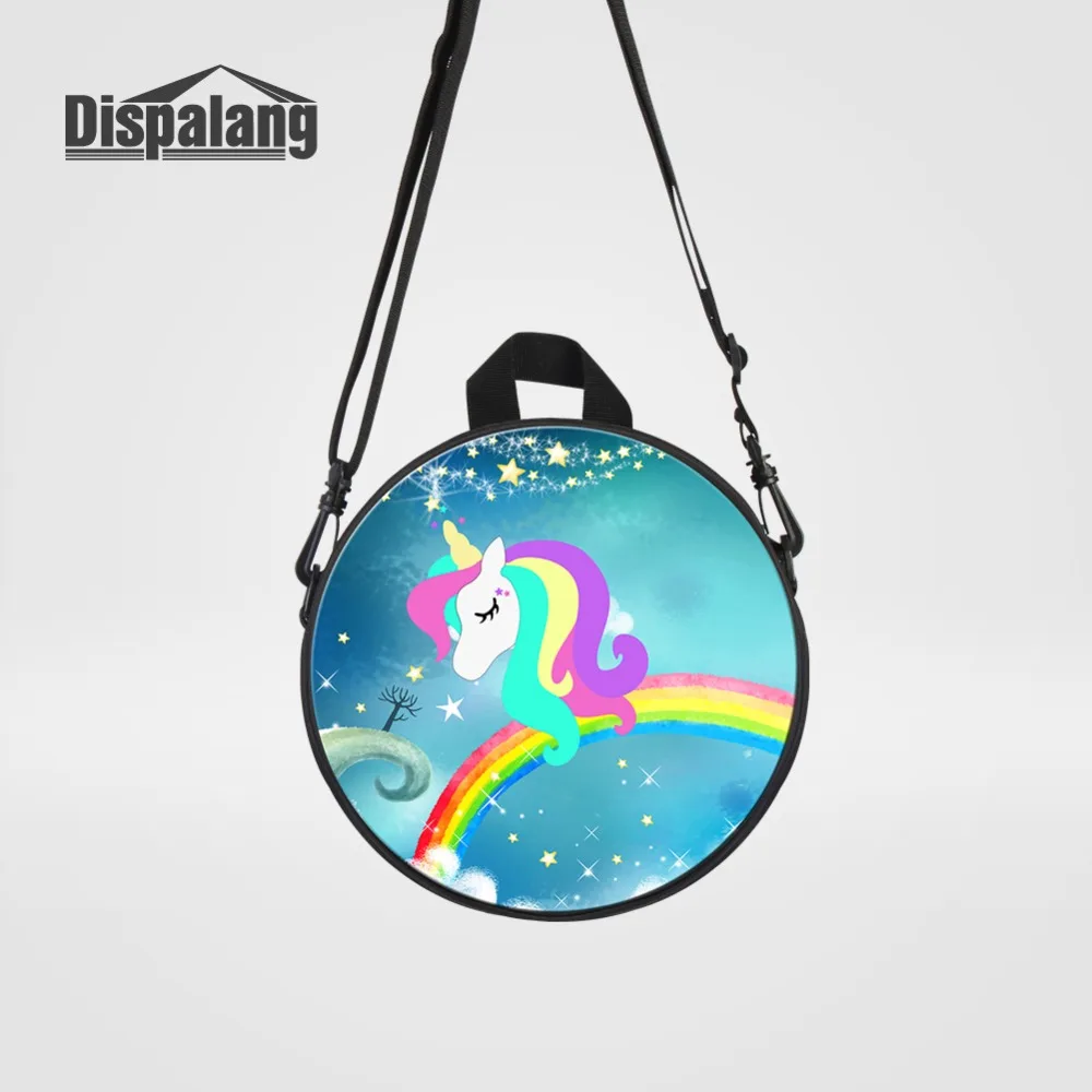 Unicorn With Rainbow Mini Round Messenger Bag For Toddler Horse Animal Schoolbag For Kindergarten Girls Custom Crossbody Bagpack