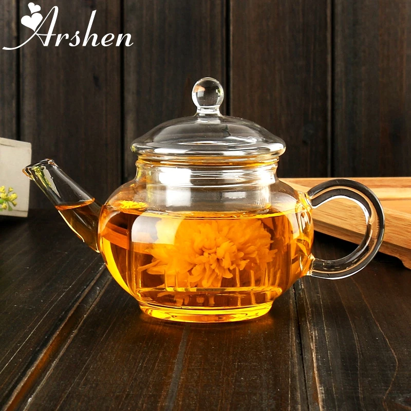 Arshen 250ML Beauty Flowertea Glass Teapot Heat Resistant Bottle Cup for Blooming Tea Herbal Coffee with Infuser Fitter Gift