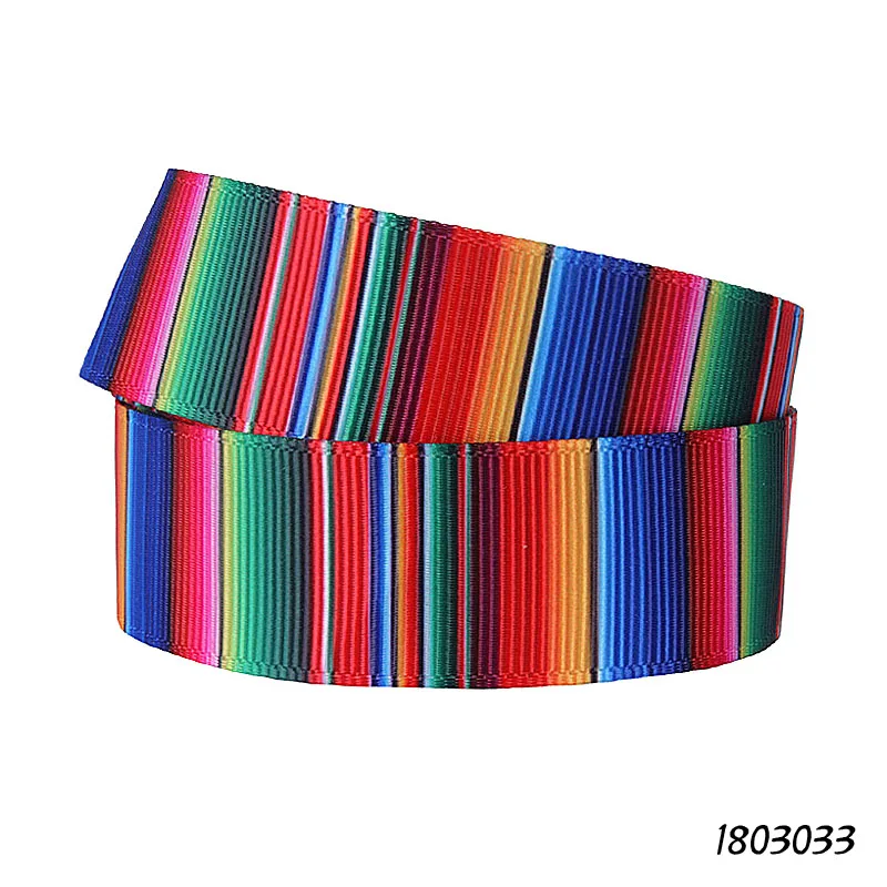 Rainbow stripe grosgrain ribbon print Mexican blanket pattern 50yards FOE