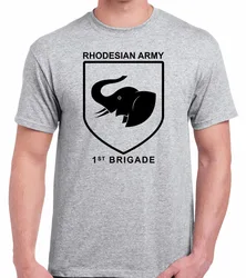 2019 Fashion Short Sleeve Black T Shirt High Quality Rhodesia 1st Brigade  biker Tee shirts Tee Shirt Casual Short Sleeve