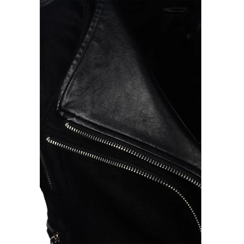 Faux PU leather women jacket zipper ladies suede motorcycle coat punk biker outerwear Street Style long sleeve biker jacket