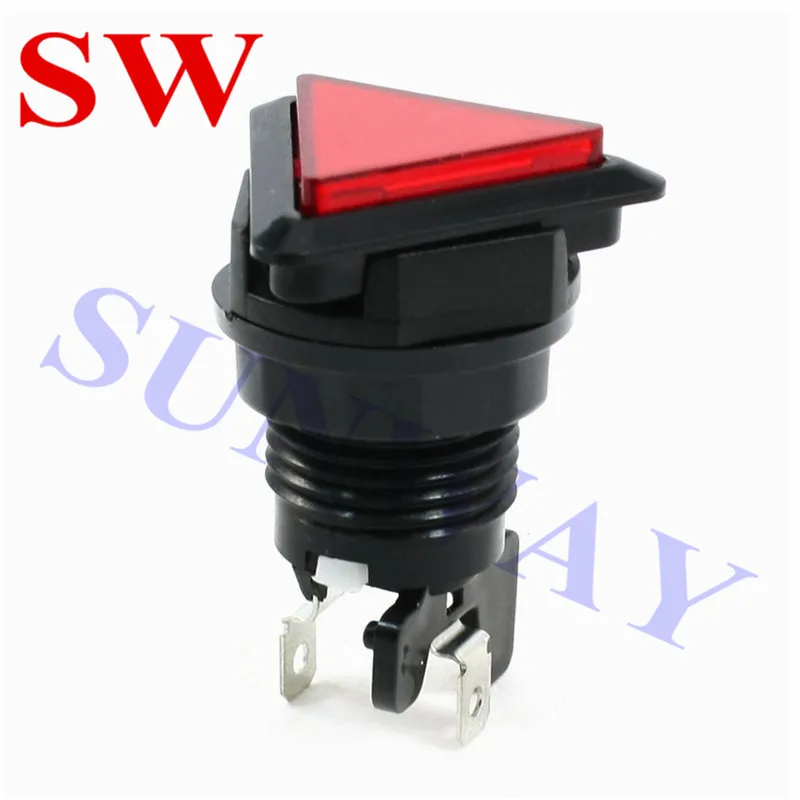 5 สีปุ่มอาเขต 12 โวลต์สามเหลี่ยม LED อาเขตกดปุ่ม microswitch วงกลมสีดำสว่าง