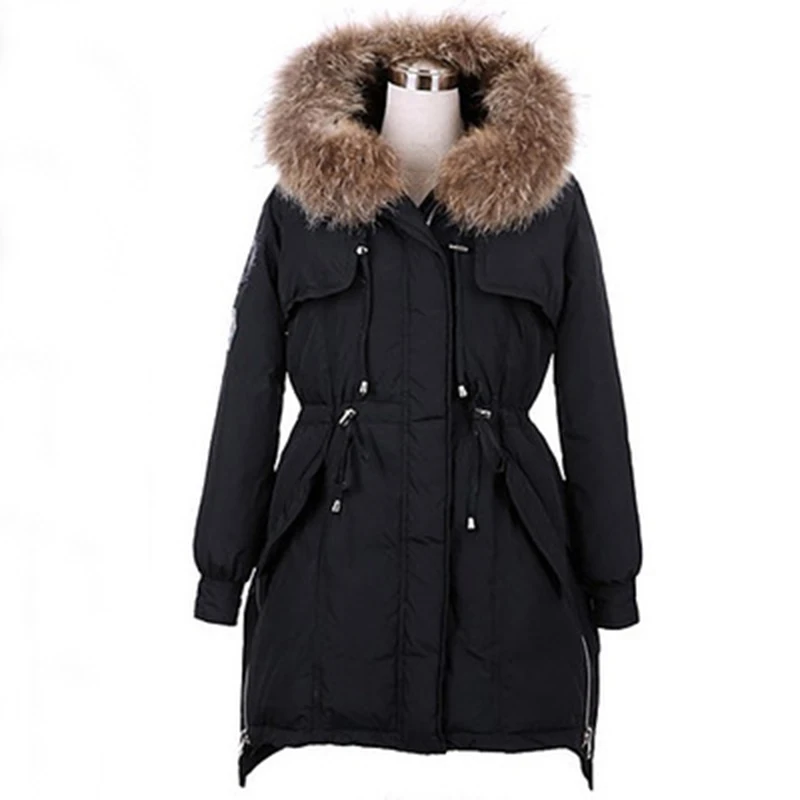 2019 Winter Jas Vrouwen Wit Parka Jassen Natuurlijke Bontkraag Vrouwelijke Winter Jas Vrouwen Parka Grote Bont Vrouwelijke Donsjack