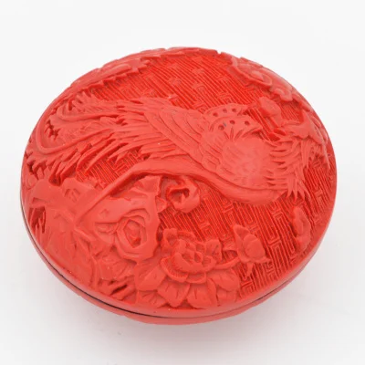 

Exquisite Chinese Traditional Technology Red Lacquerware Flowers and Phoenix Auspicious Jewelry Box