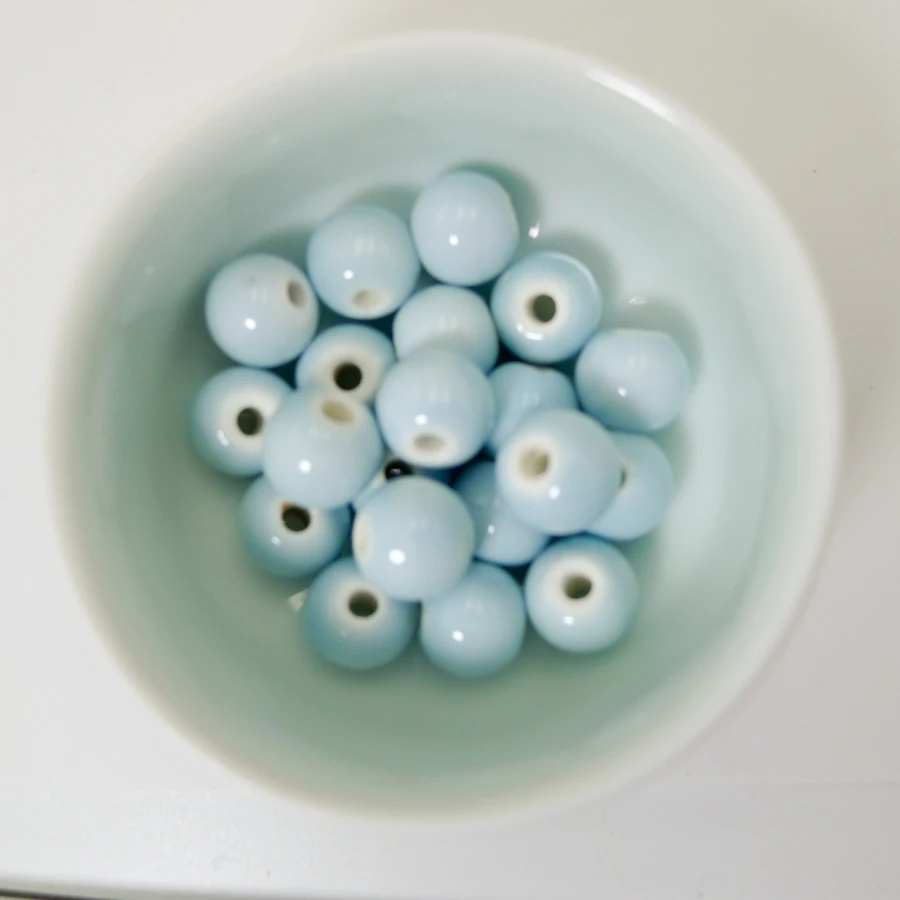 10# 40pcs China Ceramic Beads Oblate  Jingdezhen Porcelain Bead For Jewelry Making 10mm  Beads #A303C