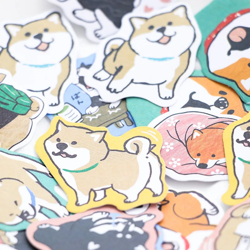 30pcs/pack Cute Dog Shiba Inu Akita Husky Label Stickers Decorative Stationery Stickers Scrapbooking DIY Diary Album Stick Label