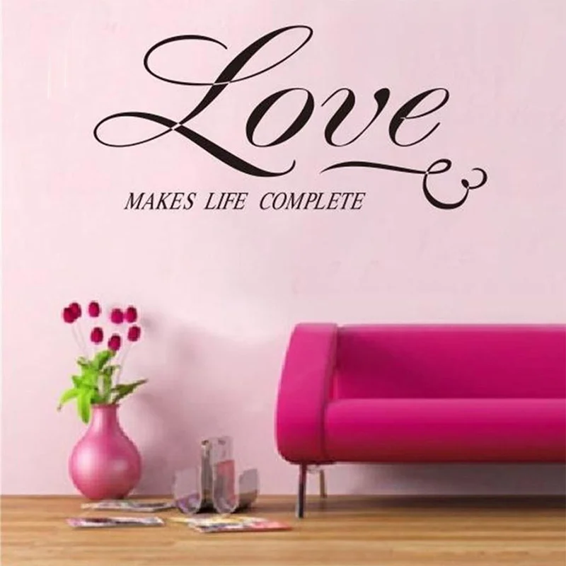 LOVE Quote Wall Art Vinyl Decal Home Room Decor Removable Wall Sticker Mural Wall Sticklers For Living Room Bedroom Size 28X58CM