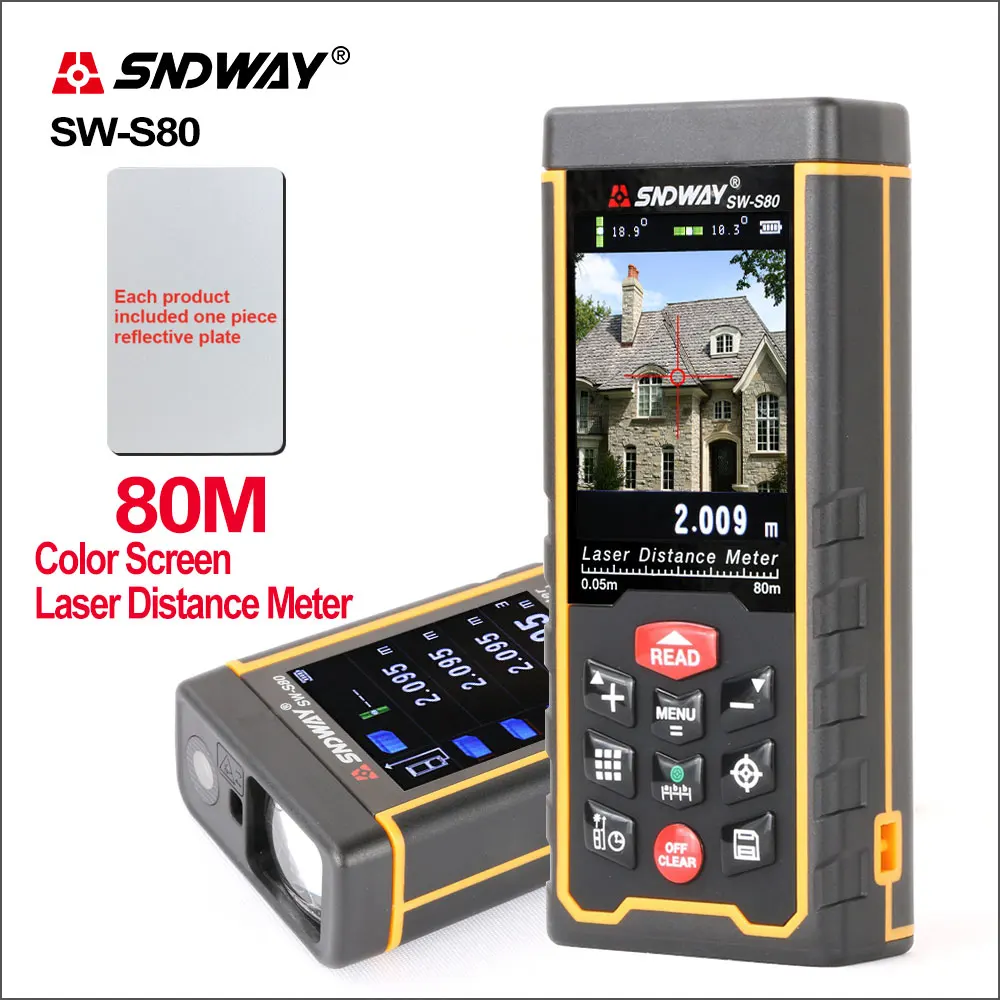 SNDWAY Digital Laser Distance Meter Camera USB Recharge Portable Colorful Screen Range Finder Rangefinder SW-S80 /S120