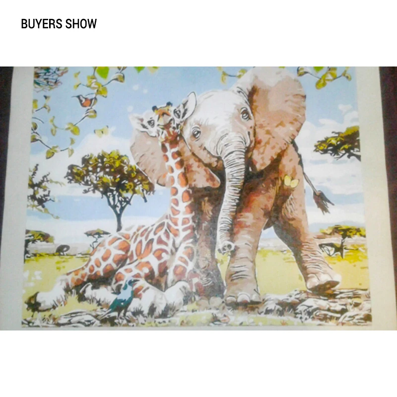 CHENISTORY Frameless Elephant Giraff DIY Painting By Numbers Modern Wall Art Picture Paint By Numbers Unque Gift For Home Decor