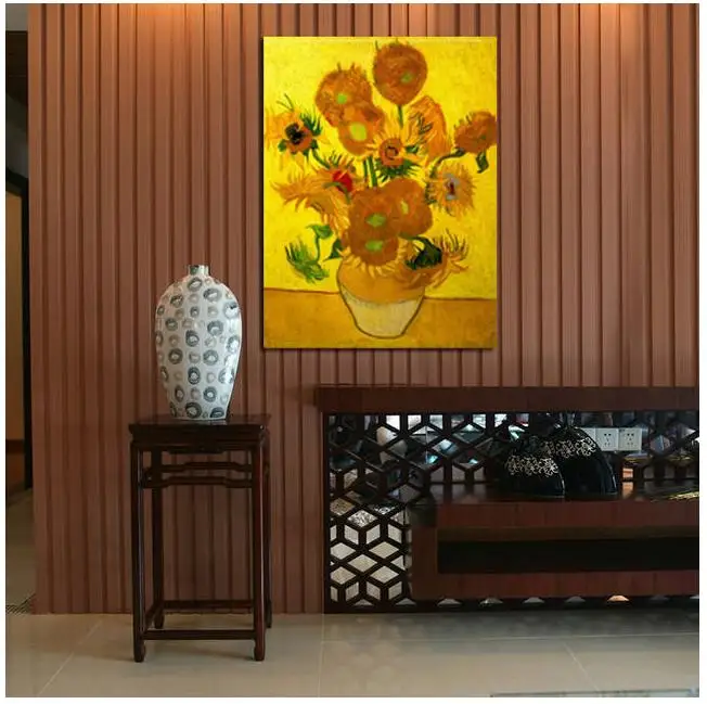 HD Vincent Van Gogh Canvas Prints Oil Painting Vase with Fifteen Sunflowers Wall Art Home Decor Picture No Frame Impressionist