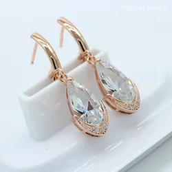 S&Z DESIG New Water Drop Long Style Zircon Earrings European and American Women Fashion Earrings Simple Personality Anti-allergy