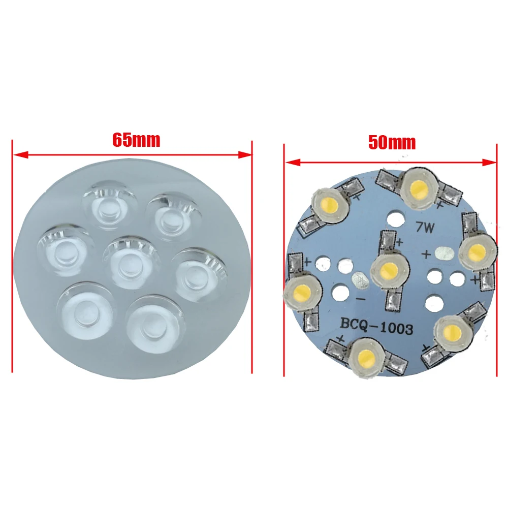 High power LED lamp beads aluminum plate aluminum plate with welding finished LED 7P 1W lamp beads,PCB 50mm DIY accessories lens