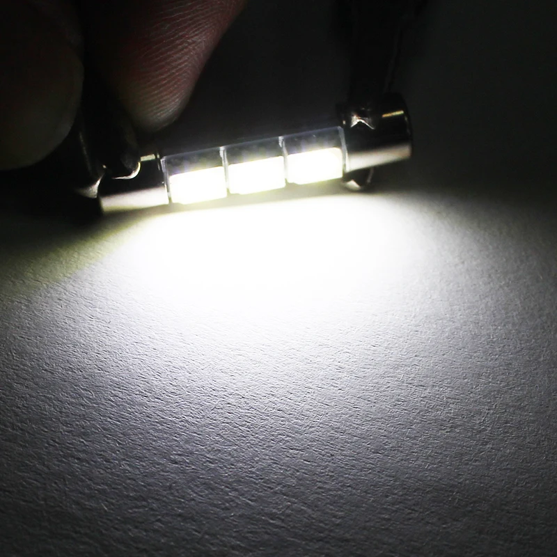 2Pcs Auto LED T6.3 T6 28mm 5050 3 SMD White 12V Car Vehicle Interior Sun Visor Vanity Mirror Lights Makeup Lights lamp