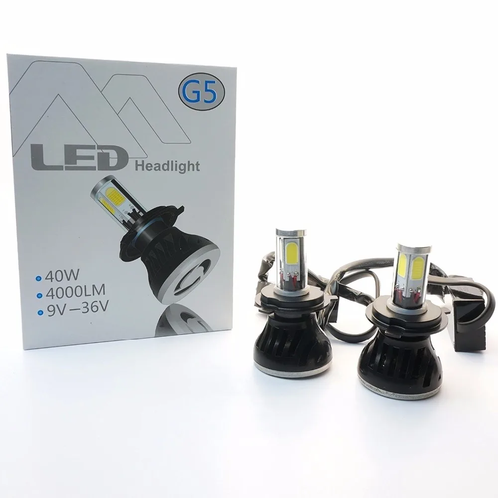 KIT Phare H4/9003/HB2 Hi/Lo LED Blanc Ampoule H4 6000k 2 Veilleuses Led offertes