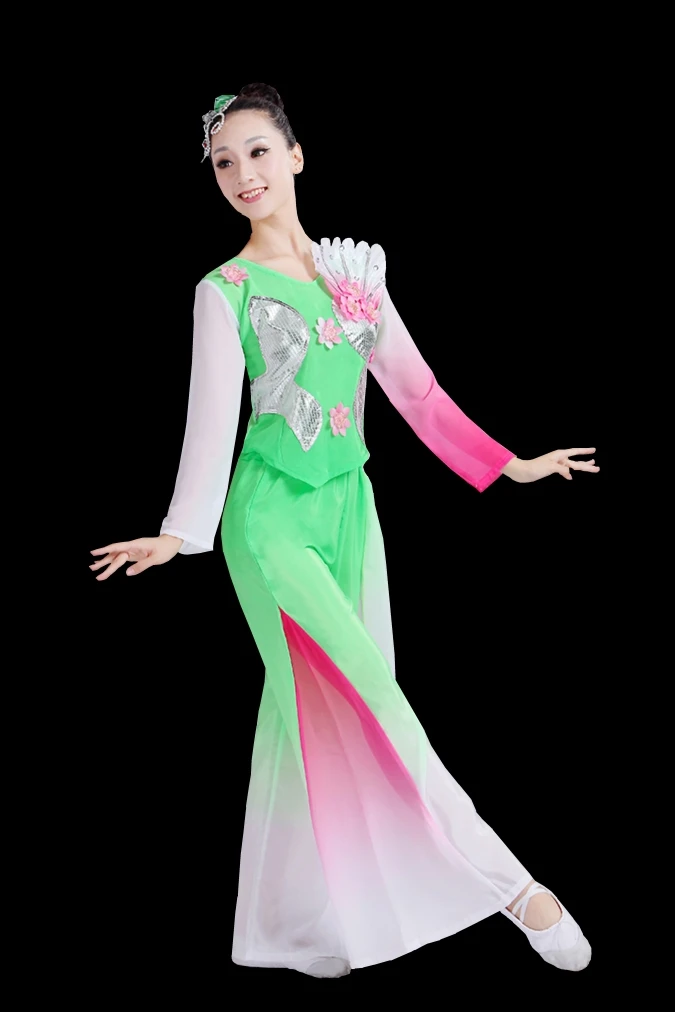 Chinese style, Hanfu, classical dance costume, female national dance, fan dance costume, ancient chinese costume