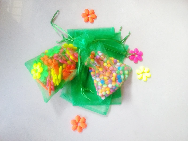 200pcs Grass green organza gift bags 20x30cm party bags for women event wed Drawstring bag Jewelry Display Bag diy accessories