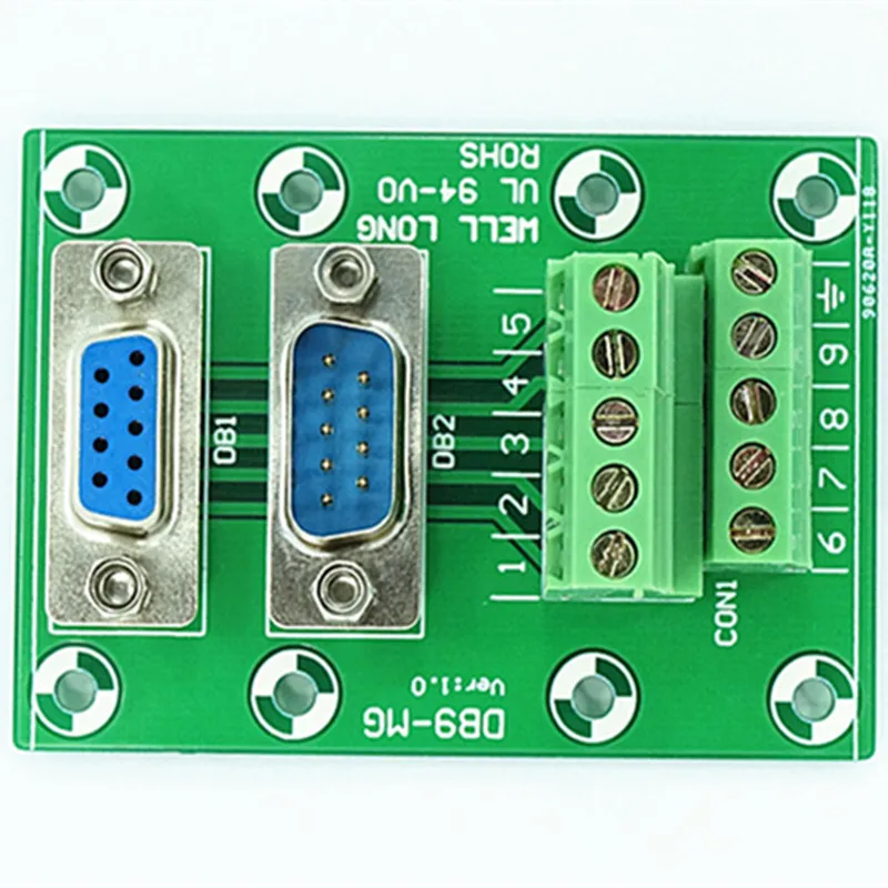 D-SUB DB9 Male / Female Header Breakout Board, Terminal Block, Connector.