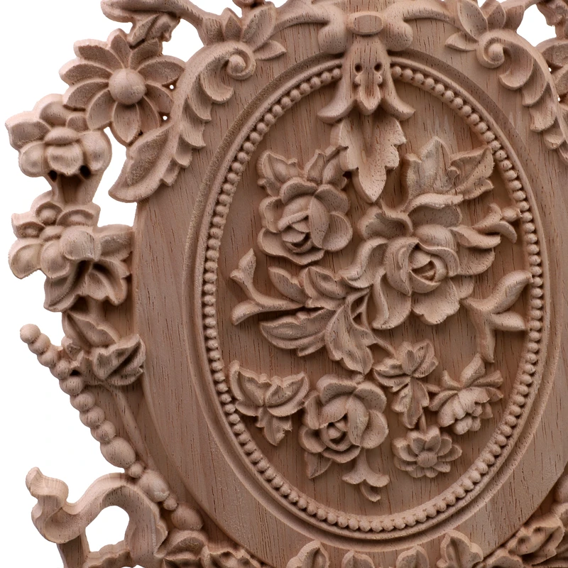RUNBAZEF Vintage Home Decor Floral Carved Wood Corner Applique Wall Door Cabinet Furniture Decorative Figurines for Miniature