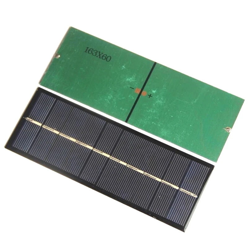 Factory Price 500PCS Small Size Solar Panel Polycrystalline Solar Cell 1.3W 5V DIY Solar Lighting System Solar Toys 160*60*3MM