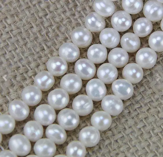 Unique Pearls jewellery Store 5mm AA White Potato Genuine Freshwater Pearl Loose Beads One Full String DIY Jewelry Material LS08