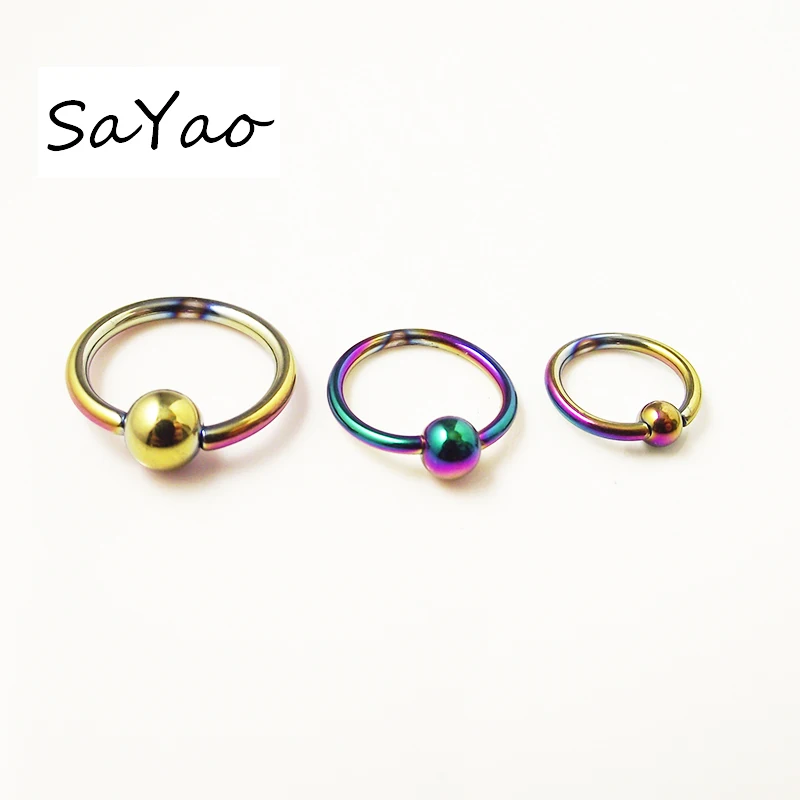 SaYao 2 Pieces 14G 16G Captive Hoop Rings BCR Tragus Ear Piercing Nose Closure Nipple Ring Body Jewelry