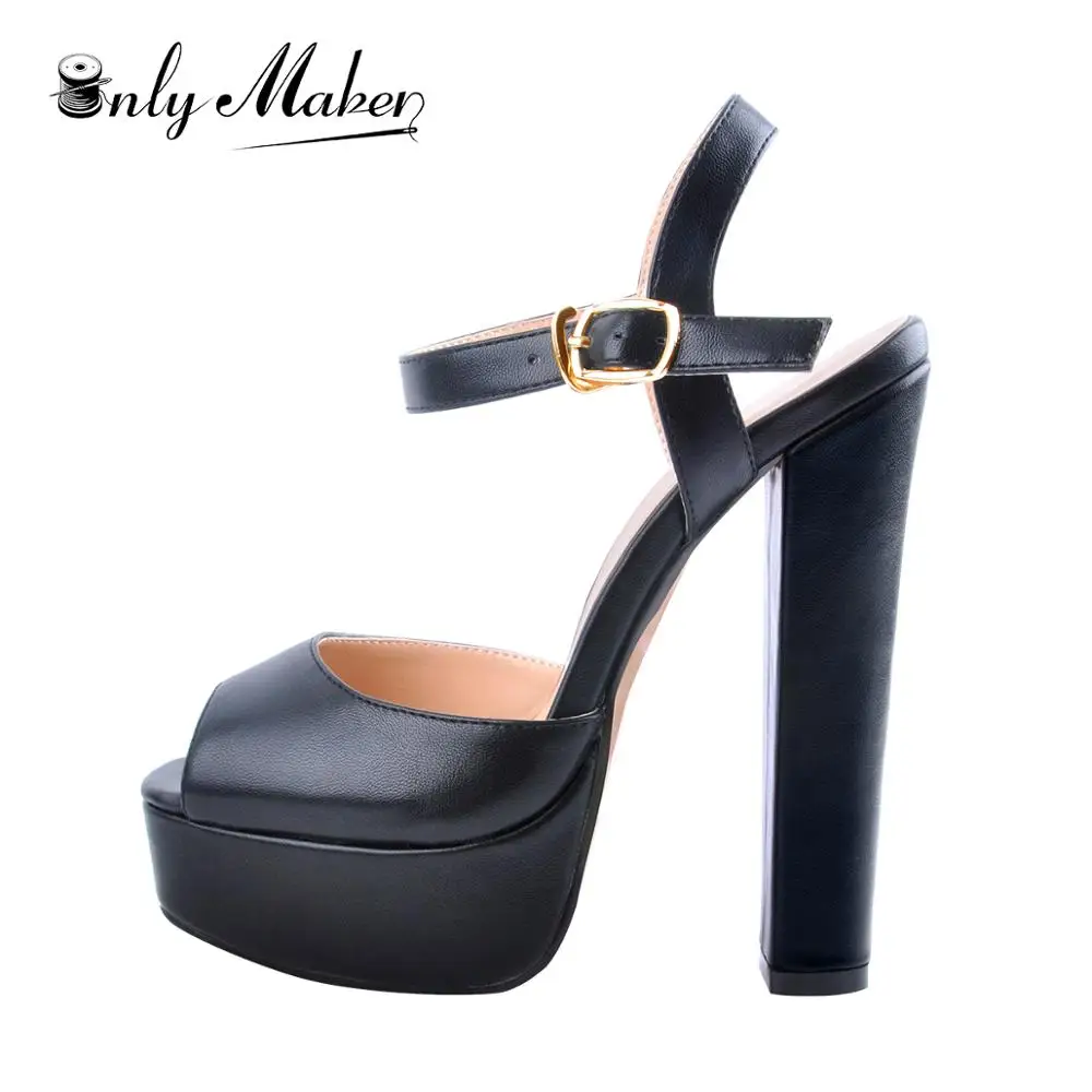 

Onlymaker Women Ankle Strap Peep Toe Platform Chunky High Heel Sandals Pumps Square Toe Party Dress Casual Shoes Big Size