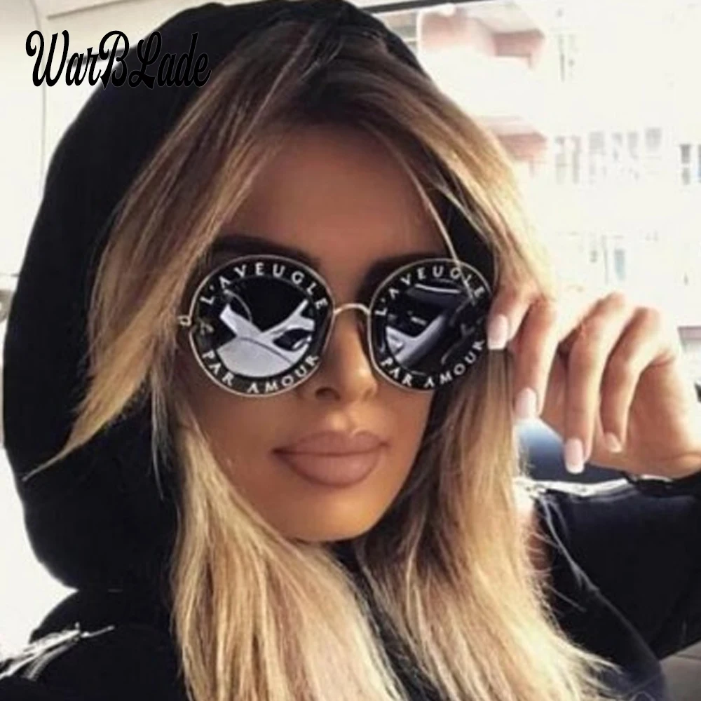 

2020 Men Women Black Retro Round Sunglasses English Letters Little Bee Brand Glasses Designer Fashion Male Female Oculos De Sol