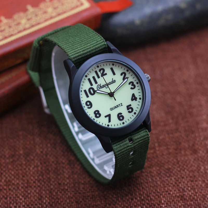 2024 chaoyada new children boys girls 12 hours clear digital quartz wristwatches luminous face hands canvas students watches