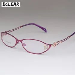 BCLEAR Ladies business glasses frames hollow carved metal full frame glasses beautiful fashion alloy ultra-light eyeglasses new