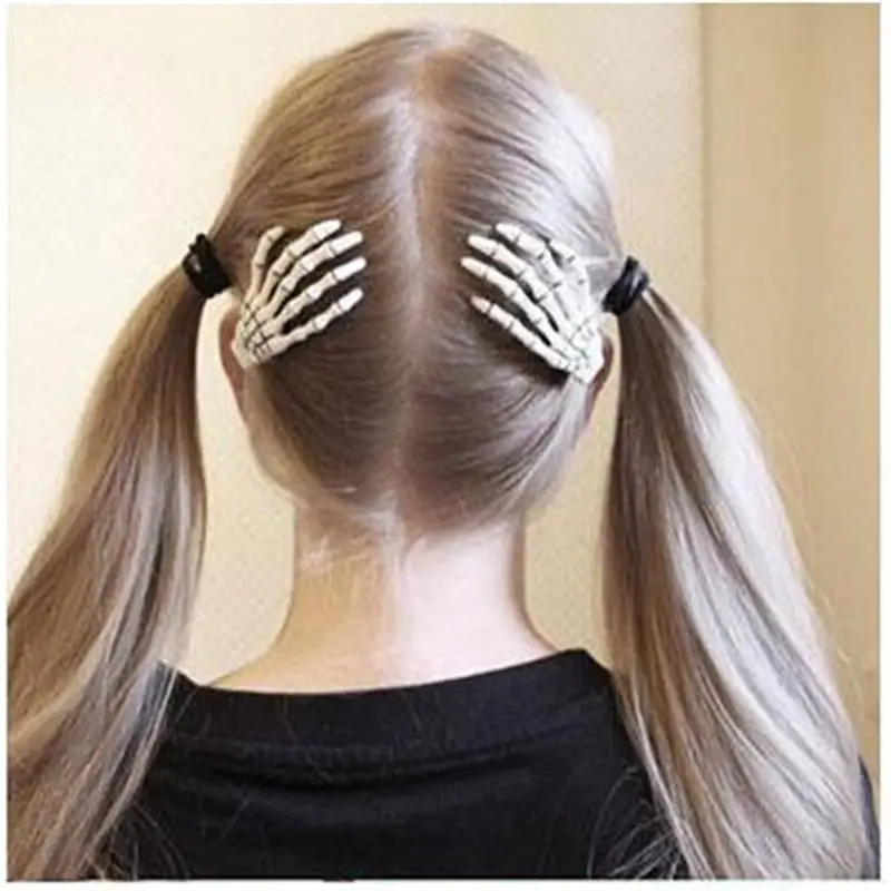 4Pcs/Lot Halloween Hairpin Gothic Punk Zombie Skeleton Hand Girls Clips Skull Accessories Barrette Hair Accessories for Women view 2