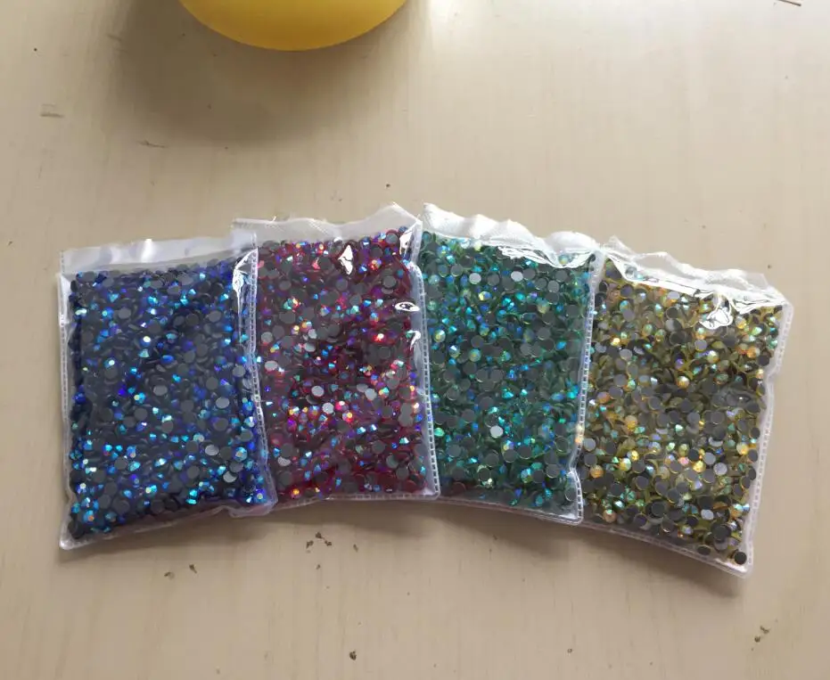 

4bags mixed color ab ss20 crystal hot fix stones DMC Crystal Glass Strass Rhinestones wedding dress decoration