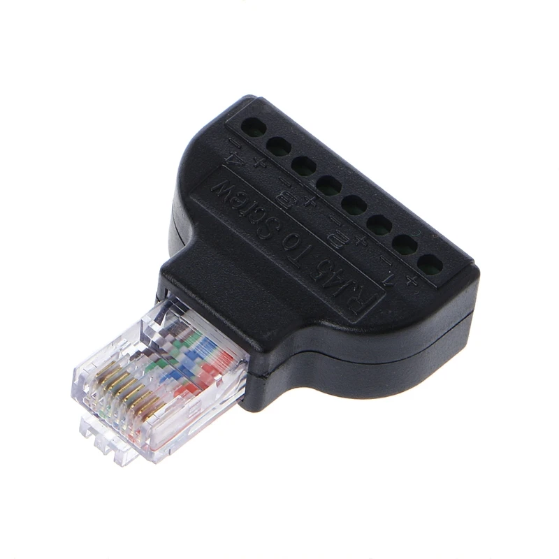 OOTDTY RJ45 Ethernet Male To 8 Pin AV Terminal Screw Adapter Converter Block Plug CCTV