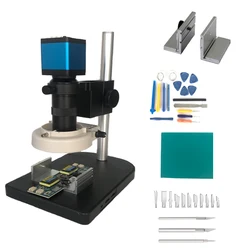 Fotocamera per microscopio industriale HDMI VGA da 13 MP Zoom 8X -130X Obiettivo con attacco C in vetro 56 luci a led per saldatura di strumenti di riparazione del telefono PCB