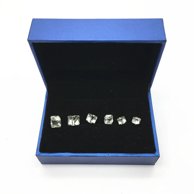 Ms Betti Small Cubic Stone Stud Earrings Sets For Girl With 10mm 8mm 6mm Crystal From Austria With Blue Gift Box 3prs/lot