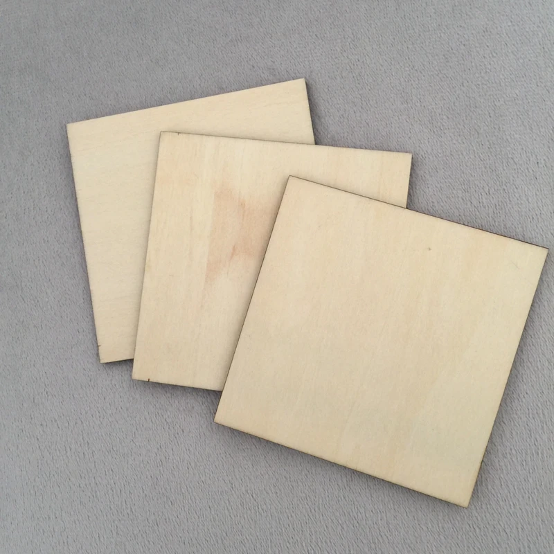 

Set of 50 wooden square shapes of different sizes / birch plywood blank craft supplies