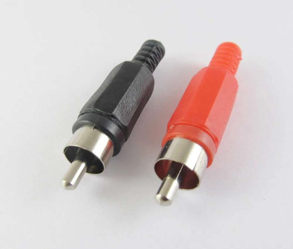 

10pairs RCA Phono Male Plug Solder Type Audio AV Video Cable Connector Red & Black