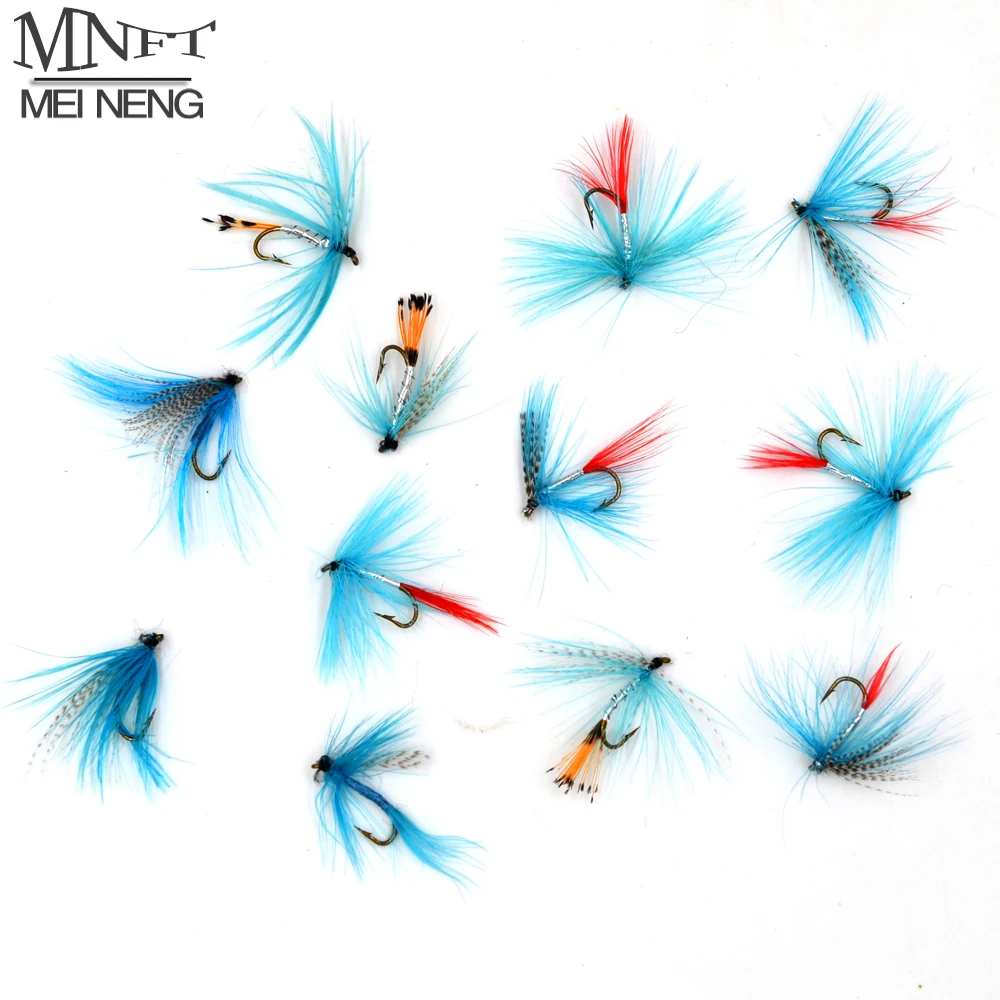 MNFT 10pcs 12# Blue Mosquito Nymph Mayfly Dry Fly Fishing Flies Trout Fishing Flies Wet Dry Hook