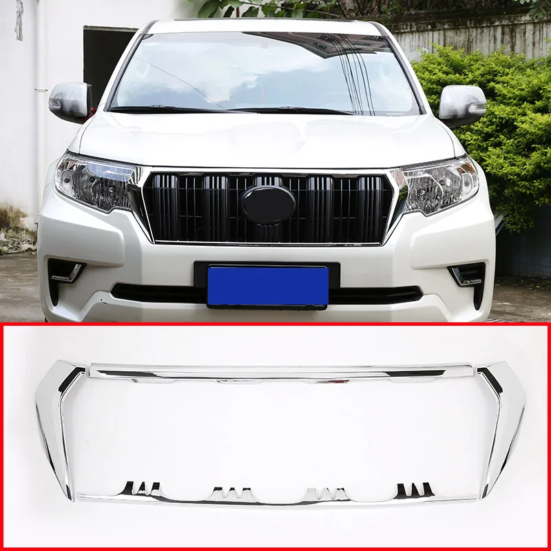 

4 Pcs for Toyota Land Cruiser Prado LC150 FJ150 2018-20 Front Racing Grill Grille ABS Plating Silver Car Styling Car Accessories