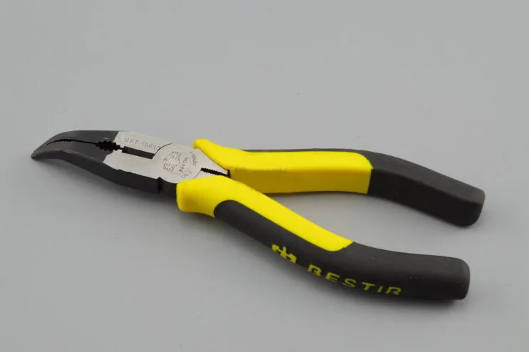 

BESTIR желто-черные 6-дюймовые плоскогубцы с изогнутым носом, щипцы из легированной стали Cr-V, битимарная ручка, ASSI и DIN, No 10613