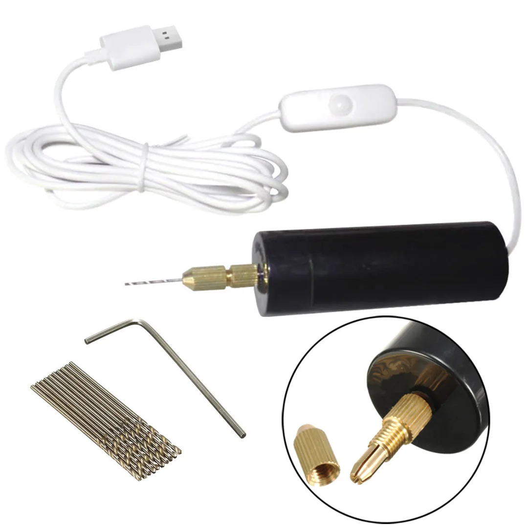 

Mini Electric Motor USB Hand Drill 5V Twist Bits Wrench Sets Tool for DIY Wood