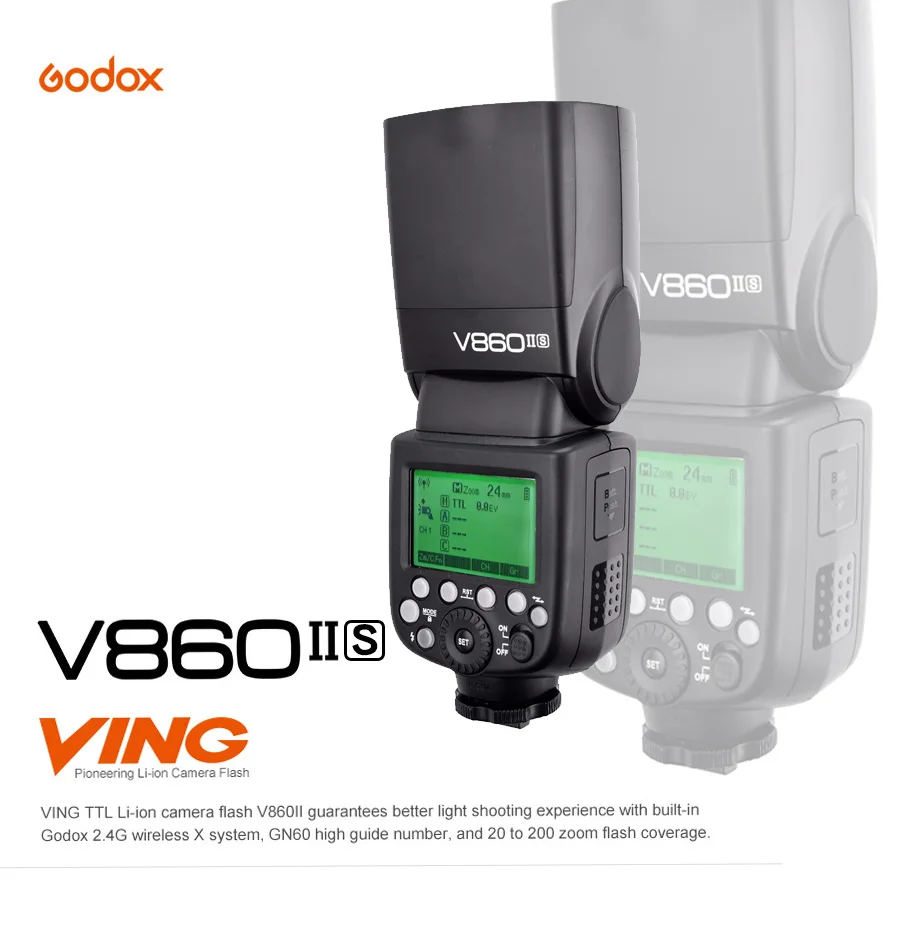 Godox V860II-S V860II-C 860II-N V860II-F V860II-O GN60 TTL HSS Li