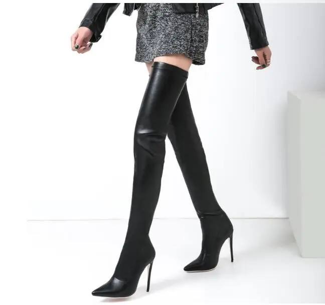 

Chaussures femme boots leather stockings ladies overknee boots sexy crotch female winter boots high heel long stretch booties