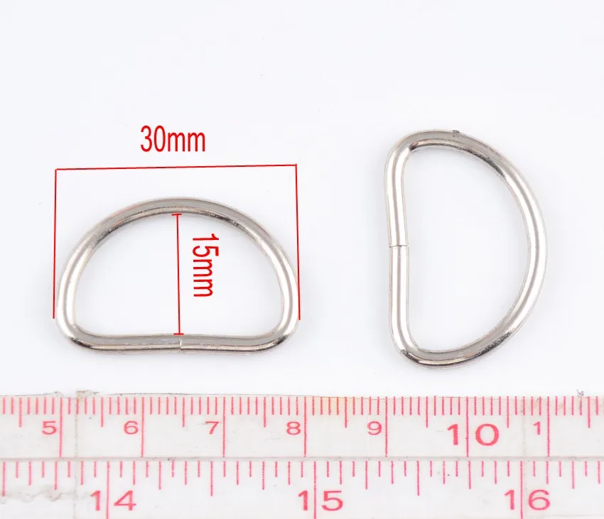 Free Shipping-30Pcs Silver Tone Unwelded Leather Bags Metal D Rings 20x30mm(Inside :15x25mm) Connect Buckle J1294