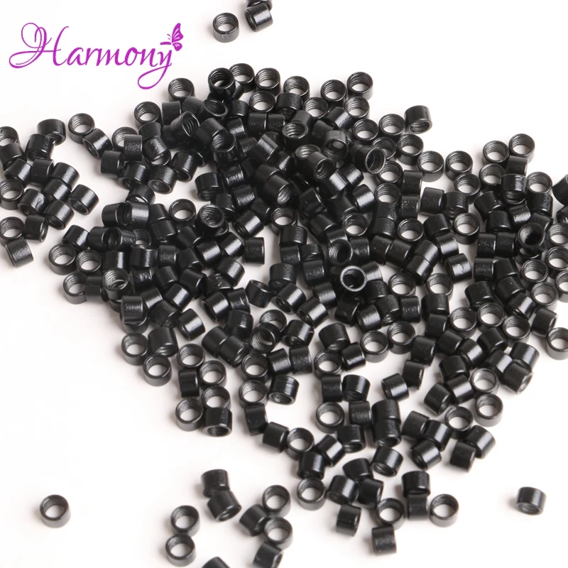 Harmony 1000Pcs/Bottle Screw Micro Rings 4.5*3.0*3.0MM  #1 Black Micro Crimp Beads Micro Bead Hair Extensions Accessories