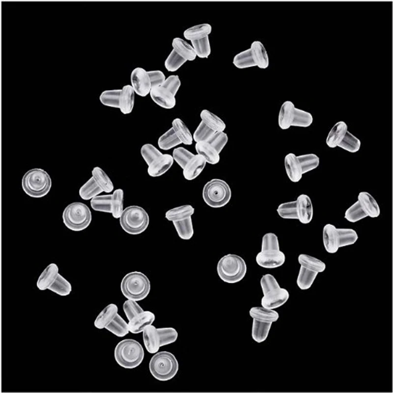 50Pieces Stud Earring Transparent Rubber Stoppers Silicone Round Ear Plugging Blocked Earring Backs Stoppers EarEarstud Findings