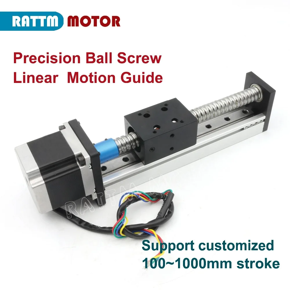 CBX1605 Ballscrew Linear Stage Actuator 100/200/300/400/500/600mm & Square Linear rail + Nema23 Stepper Motor for CNC XYZ Axis