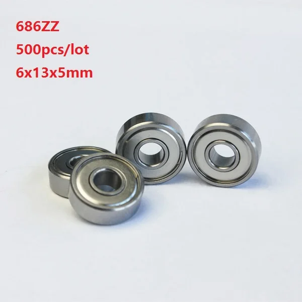 

500pcs/lot 686ZZ 686 ZZ 6x13x5mm Deep Groove Ball Bearings Miniature mini bearing Double metal cover 6*13*5mm